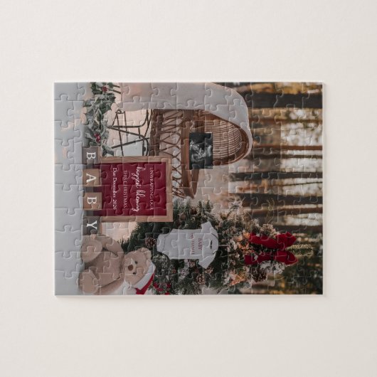 Winter Snow Christmas pregnancy announcement Puzzle (Horizontal)