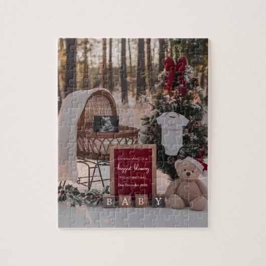 Winter Snow Christmas pregnancy announcement Puzzle (Vertikal)
