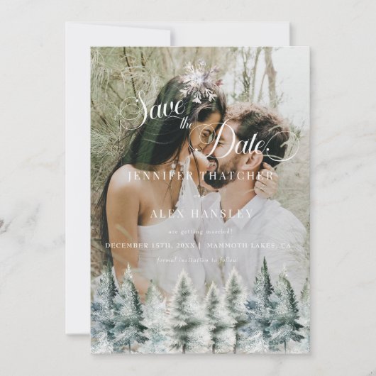 Winter Snow Christmas Wedding Save the Date Invita Einladung (Vorderseite)