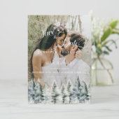 Winter Snow Christmas Wedding Save the Date Invita Einladung (Stehend Vorderseite)