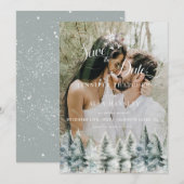 Winter Snow Christmas Wedding Save the Date Invita Einladung (Vorne/Hinten)