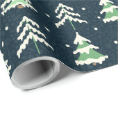 Winter Snow Evergreen Trees Geschenkpapier (Rolleneckpunkt)