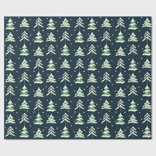 Winter Snow Evergreen Trees Geschenkpapier (Flach)