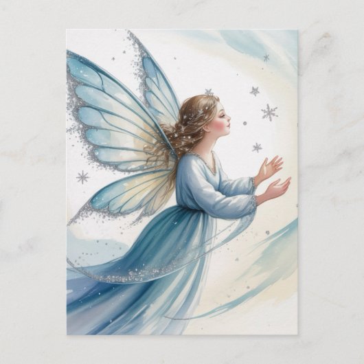 Winter Snow Fairy Watercolor Art Postkarte (Vorderseite)
