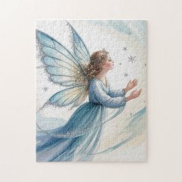 Winter Snow Fairy Watercolor Art  Puzzle