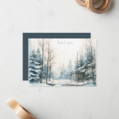 Winter Snow Forest Beileid Vielen Dank Mitteilungskarte (Vorderseite/Rückseite Beispiel)