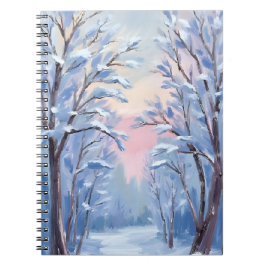Winter Snow Forest Watercolor Woods Painting Card Notizblock