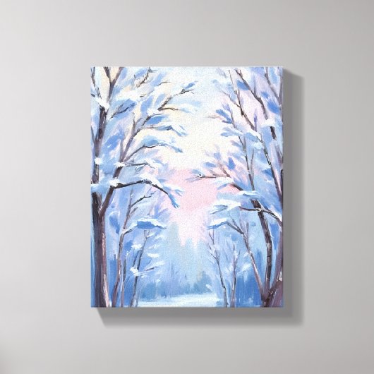 Winter Snow Forest Watercolor Woods Painting Leinwanddruck (Vorderseite)