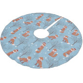 Winter Snow Fox Muster Polyester Weihnachtsbaumdecke (Schrägansicht)