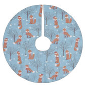 Winter Snow Fox Muster Polyester Weihnachtsbaumdecke (Vorderseite)