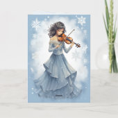 Winter Snow Girl Violine Weihnachtsmusik Feiertagskarte (Rückseite)