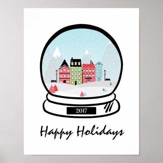 Winter Snow Globe Holiday Poster-Zeichen Poster (Vorne)