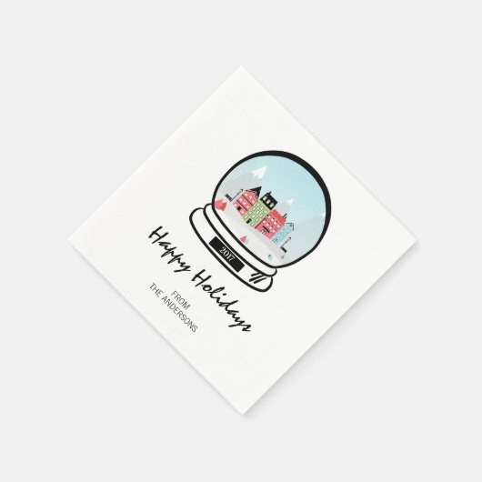 Winter Snow Globe Urlaubspapier Napkins Serviette (Ecke)