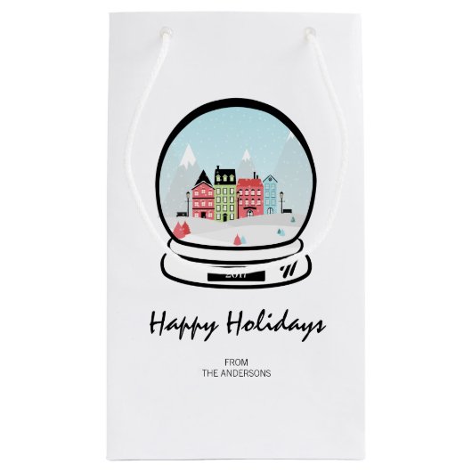 Winter Snow Globe Weihnachtsgeschenk Tasche Kleine Geschenktüte (Rückseite)