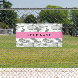 Winter Snow Gray Camouflage Ihr Name personalisier Banner