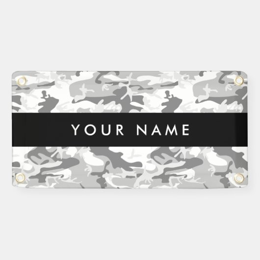 Winter Snow Gray Camouflage Ihr Name personalisier Banner (Horizontal)