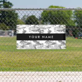 Winter Snow Gray Camouflage Ihr Name personalisier Banner