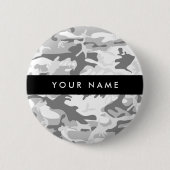Winter Snow Gray Camouflage Ihr Name personalisier Button (Vorderseite)
