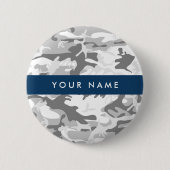 Winter Snow Gray Camouflage Ihr Name personalisier Button (Vorderseite)