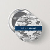 Winter Snow Gray Camouflage Ihr Name personalisier Button (Vorne & Hinten)