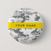 Winter Snow Gray Camouflage Ihr Name personalisier Button (Vorderseite)