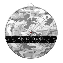 Winter Snow Gray Camouflage Ihr Name personalisier Dartscheibe