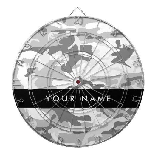 Winter Snow Gray Camouflage Ihr Name personalisier Dartscheibe (vorne)