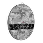 Winter Snow Gray Camouflage Ihr Name personalisier Dartscheibe (Vorderseite Links)