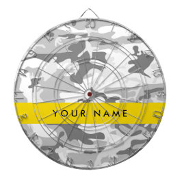Winter Snow Gray Camouflage Ihr Name personalisier Dartscheibe