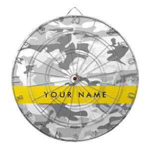 Winter Snow Gray Camouflage Ihr Name personalisier Dartscheibe