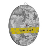 Winter Snow Gray Camouflage Ihr Name personalisier Dartscheibe (Vorderseite Links)