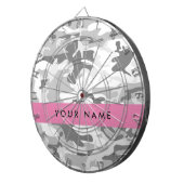 Winter Snow Gray Camouflage Ihr Name personalisier Dartscheibe (Vorderseite rechts)