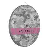 Winter Snow Gray Camouflage Ihr Name personalisier Dartscheibe (Vorderseite Links)