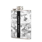 Winter Snow Gray Camouflage Ihr Name personalisier Flachmann (Links)