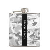 Winter Snow Gray Camouflage Ihr Name personalisier Flachmann (Vorderseite)