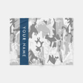 Winter Snow Gray Camouflage Ihr Name personalisier Fleecedecke (Vorderseite (Horizontal))
