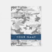 Winter Snow Gray Camouflage Ihr Name personalisier Fleecedecke (Vorderseite)