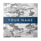Winter Snow Gray Camouflage Ihr Name personalisier Fliese (Vorderseite)