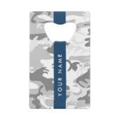 Winter Snow Gray Camouflage Ihr Name personalisier Geldbeutel Flaschenöffner (Rückseite)