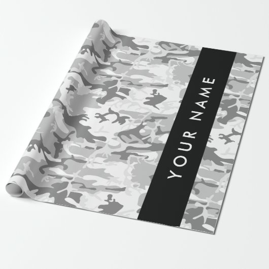 Winter Snow Gray Camouflage Ihr Name personalisier Geschenkpapier (Ungerollt)