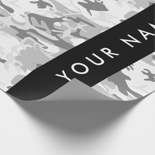 Winter Snow Gray Camouflage Ihr Name personalisier Geschenkpapier (Ecke)