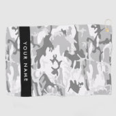 Winter Snow Gray Camouflage Ihr Name personalisier Golfhandtuch (Horizontal)