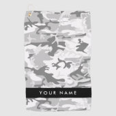 Winter Snow Gray Camouflage Ihr Name personalisier Golfhandtuch (Vorderseite)