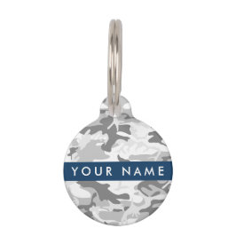 Winter Snow Gray Camouflage Ihr Name personalisier Haustiermarke