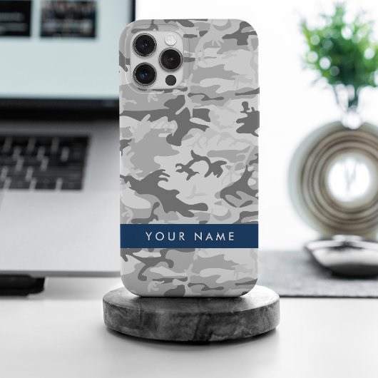 Winter Snow Gray Camouflage Ihr Name personalisier iPhone Hülle