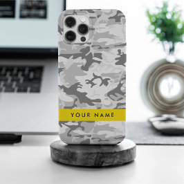 Winter Snow Gray Camouflage Ihr Name personalisier iPhone 15 Pro Max Hülle