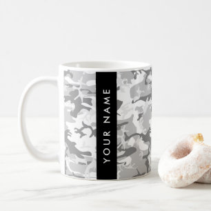 Winter Snow Gray Camouflage Ihr Name personalisier Kaffeetasse