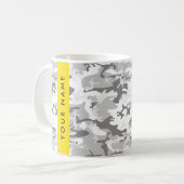 Winter Snow Gray Camouflage Ihr Name personalisier Kaffeetasse (Vorderseite Links)