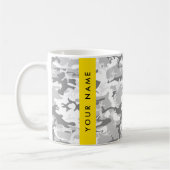 Winter Snow Gray Camouflage Ihr Name personalisier Kaffeetasse (Links)