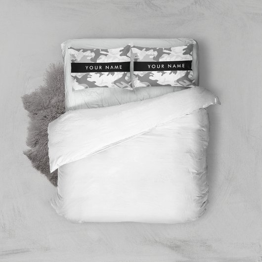Winter Snow Gray Camouflage Ihr Name personalisier Kissenbezug